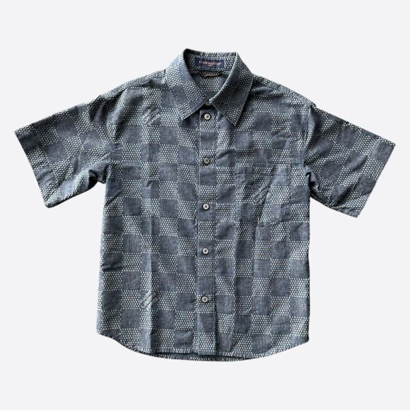 Louis Vuitton Blue & White Damier Denim Button Up Shirt